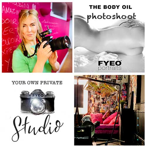body oil boudoir in your own private studio at FYEO